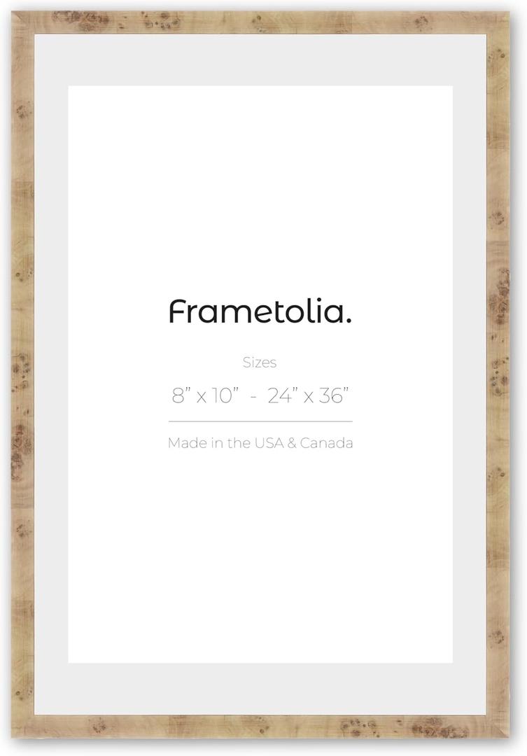 18" x 24" White Wide Mat 1-1/4" Burlwood Picture Frame - Fits 12x18 Picture with Mat, 18x24 Without Mat, Outside Frame Size: 20.5" x 26.5"
