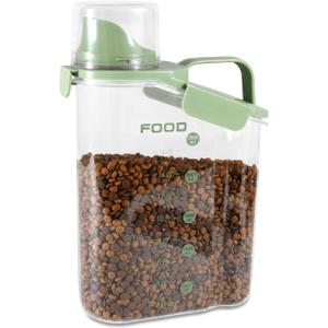 Dog Food Storage Container, Pet Food Storage Containers with Airtight Pour Spout, Cat Food Container with Measuring Cups, Portable Travel Pet Food Container for Dogs, Cats, BirdsGreen