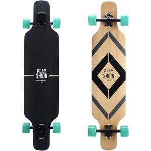 Playshion 39 Inch Drop Through Freestyle Longboard Skateboard Cruiser Black