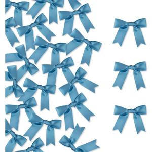 100 Pcs Satin Ribbon Bows with Twist Tie 2.5 Inch Dusty Blue Pretied Premade Colored Craft Bows for Gift Wrapping Basket Wedding Baby Shower Brithday Party (Dusty Blue)