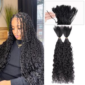 Pre-Divided Human Braiding Hair for Boho Braids Water Deep Wave Human Hair Bulk for Braiding Curly Human Hair for Boho Locs Boho Crochet Braids Human Hair Extensions (18"80Strands,1B)