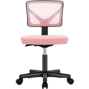 Sweetcrispy Office Computer Desk Chair, Ergonomic Low-Back Mesh Rolling Work Swivel Chairs with Wheels, Armless Comfortable Seat Lumbar Support for Home, Bedroom, Study, Student, Adults, Black