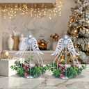 DECORKEY Christmas Lanterns Decorations Outdoor&Indoor, 2PCS Andrew Candle Holders with LED Candle, Pine Cone&red Berry Wreath, Decorative Lanterns for Porch Centerpiece Table Decor Gift