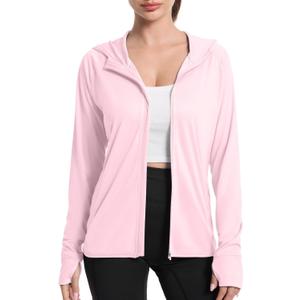 isnowood Women's UV Sun Protection Hoodie Jacket, Long Sleeve UPF 50+ Lightweight Zip Up Shirts for Hiking Outdoor, X-Large