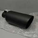 LCGP 3" Inlet Exhaust tip 6" Outlet 15" Overall Length, 3x6x15inch, Stainless Steel, Black Powder Coated Exhaust Tailpipe