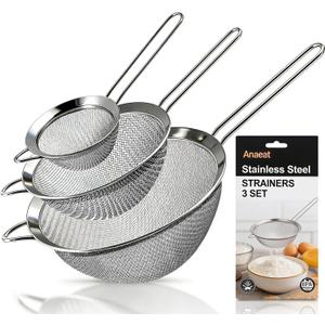 Anaeat Fine Mesh Strainers - Premium Stainless Steel Colander Sieve Sifters, with Durable Mesh and Sturdy Handle, Excellent for Sifting Dry ingredients, Flour, Pastas, Rice, Tea (2.8"+4.73"+7.09")