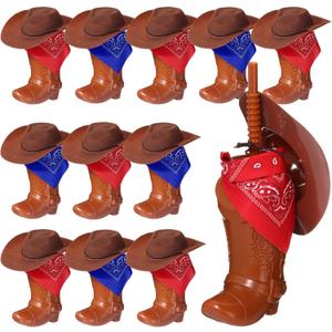 Xtinmee 36 Pcs Cowboy Party Favor Cowboy Boot Cups with Mini Hats Paisley Bandanas Set for 12/24 Guests for Western Birthday