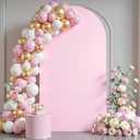 6FT Pink Arch Backdrop Cover - Polyester Fitted Wedding Arch Stand Covers Round Top Chiara Arch Backdrop Cover for Birthday Party Banquet Photo Background Decoration