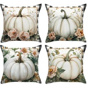 Fall Decorations for Home, Fall Pillow Covers 18x18 Set of 4, Autumn Thanksgiving Decorations and Supplies for Home Sofa Couch Decor