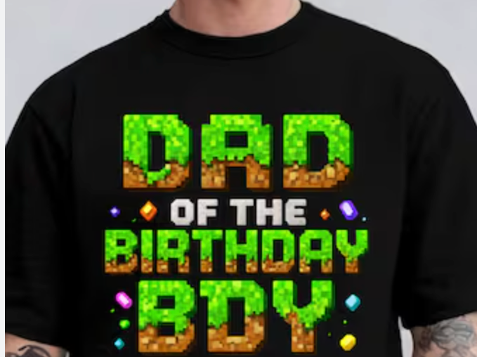 Dad Of The Birthday Boy Game Pixel Number Birthday Party T-Shirt Size XXL