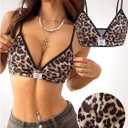 SweatyRocks Women's Leopard Crop Cami Tops Sexy Deep V Neck Rave Party Camisole Tops, M