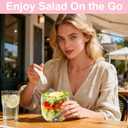 Juome Salad Pod with Dressing Container - Leakproof Salad Container for Lunch with Lid & Spoon, Reusable Salad Jar for Meal Prep & Food Storage, Suitable for Home, Outdoor Travel (Pink)