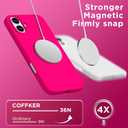 Magnetic for iPhone 16 Case, Compatible with Magsafe, Suction Cup Phone Mount, [2 Screen Protectors][Camera Lens Protector] Silicone Shockproof Protective Slim Phone Cover 6.1", Neon Pink