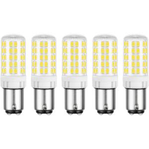 BA15D LED Bulb, 50W Equivalent, 120 Volt, Daylight 6000K, Dimmable, Double Contact Bayonet Base, 5W 600 Lumen, 5-Pack