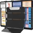 Nursing Clipboard Foldable-4 Layers Aluminum Nurse Foldable Clipboard Nursing Medical Edition Cheat Sheets, Pocket Size Pen Clip for Nurses Students School and Doctors-Black