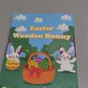 Easter Bunny Decorations for Home Table,6 PCS Spring Wooden Peeps Centerpiece Signs Decor with Hemp Rope for Indoor Office Tiered Tray,Easter Basket Stuffers Wood Gifts Stuff for Mantel Shelf Bathroom