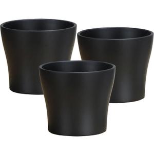 Scheurich Set of 3 Classic Anthrazit Ceramic Plant Pots  6" Decorative Pots for Indoor Plants - Waterproof&UV-Resistant Planters - Durable, Break-Resistant Design - Made in Germany - 0.4 gal