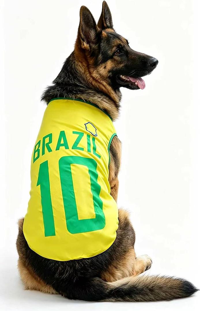 World Cup Shirt for Dogs, Sports Summer Dog Soccer Jersey, T-Shirts for Cats Yellow 5X-Large