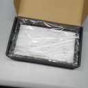 Wican Guest Towel Holder Tray for Bathroom, Oak and Iron Napkins Holder for Powder Room Dinning Table Wooden Basket for Disposable Paper Hand Towels Black and Farmhouse White (9.06 x 5.51 x 2.56 inchs)