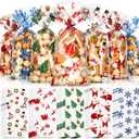 Outus 100 Pieces Christmas Cellophane Treat Bags, Plastic Christmas Cello Bags with Twist Ties for Candy, Cookie, Goodies, Gift Wrap, Xmas Party Favor Supplies