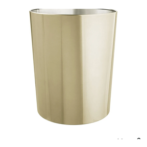 mDesign Round Metal Small 1.7 Gallon Recycle Trash Can Wastebasket, Garbage Container Bin for Bathrooms, Kitchen, Bedroom, Home Office - Durable Stainless Steel - Mirri Collection - Soft Brass
