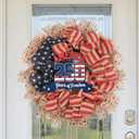 24Inch 4th of July Wreath, Patriotic Burlap Wreath for Front Door,Stripe and Stars Wreaths for USA 250th Anniversary, Memorial Day American Flag Printed Decorations for Outdoor (Flag Wreath)