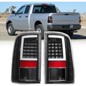 Fits 2009-2018 Dodge Ram 1500 2500 3500 Black LED Tail Lights Brake Lamps NON-LED Model Rear Brake Lamp Pair