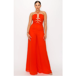FASHIONNOVA, Jumpsuit tomato cross neckline, size S
