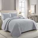 Bonlino Barley Bedding Quilt Set Bedspread - Lightweight Quilt Set Summer Farmhouse Modern Boho Style Striped Bedspread Coverlet with 2 Pillow Shams for Home Bedroom All Season (Grey, Oversized King)