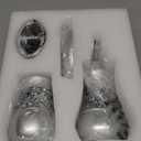 Crackled Glass Silver Bathroom Accessories Sets Complete - Toilet Brush and Holder, Soap Dispenser, Toothbrush Holder, Tumbler & Soap Dish
