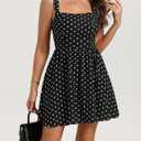 Belle Poque Womens Short Black Dress Vintage Polka Dot Dress Homecoming Graduation Flowy Swing A Line Dresses M, Black