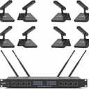 XTUGA YT8 Wireless Microphone System,UHF 8 Channel Gooseneck Cordless Microphone System, Desktop Conference Mics Super-Low Noise for Public Speaking,Lecture,Outdoor Conferences