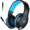 H-10 Gaming Headset for PS4, Xbox One, PC, PS5, Nintendo Switch, Stereo Wired Noise Cancelling Over Ear Headphones with Mic for Kids Adults, Bass Surround, Soft Memory Earmuffs, Blue