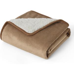 Bedsure Waterproof Dog Blankets for Small Dogs - Small Cat Blanket Washable for Couch Protection, Sherpa Fleece Puppy Blanket, Soft Plush Reversible Throw Furniture Protector, 25"X35", Camel
