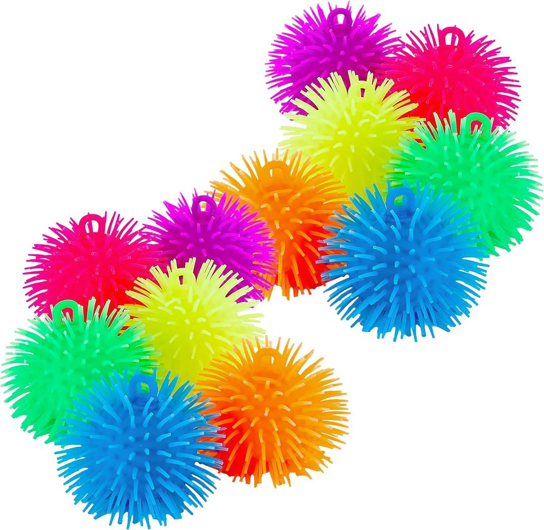 Kicko Puffer Balls - Assorted Colors, Spiky Balls for Kids, Sensory Game, Stress Relief - 5.5'' - Pack of 6