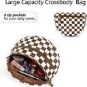 FODOKO Small Checkered Crossbody Bag Nylon Bum Bags shoulder Purses Handbags Wallets for Women (Caramel)
