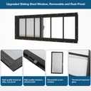 Yuzzy Shed Windows 2 Pack, 12"x36" Sliding Windows Transom Window with Tempered Glass and Removable Fiberglass Screen for Shed, Chicken Coop, Playhouse, Household, Garage, Barns (Black)