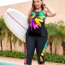 LALAGEN Womens Plus Size Swimsuits 2026 Modest Rash Guard Capris Tankini Bathing Suits Two Piece Bathing Suit Swimwear (Black, XL)