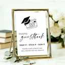 2 x DAZONGE Graduation Decorations, Gold Metal Grad Floating Picture Frame, Tabletop Graduation Photo Guestbook Sign Decor, Class of 2026 Party Decor, Graduation Gifts