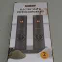 SIMPLETASTE Electric Salt and Pepper Grinder Set, One-Handed, Battery Powered, Adjustable Coarseness, LED Light, Pepper mills with stand, Seasoning Tools for Kitchen, Dining or Gifting (Space Gray)