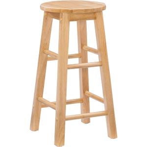Linon Natural Barstool with Round Seat, 24-Inch, Natural 
