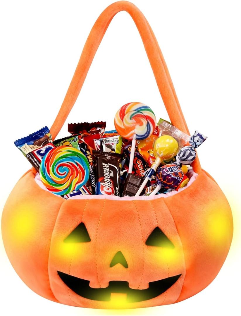PinkSheep Halloween Trick or Treat Bucket: Light up Halloween Bags for Trick or Treating (Pumpkin)