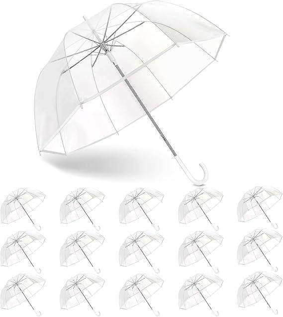 Clear Bubble Umbrella Wedding, High-Visibility Transparent Rain Umbrellas Bulk, Windproof Large Clear Umbrella, Firm and Durable, Dome Umbrellas for Wedding Bride Groom Photography Golf Outdoor 16 pc