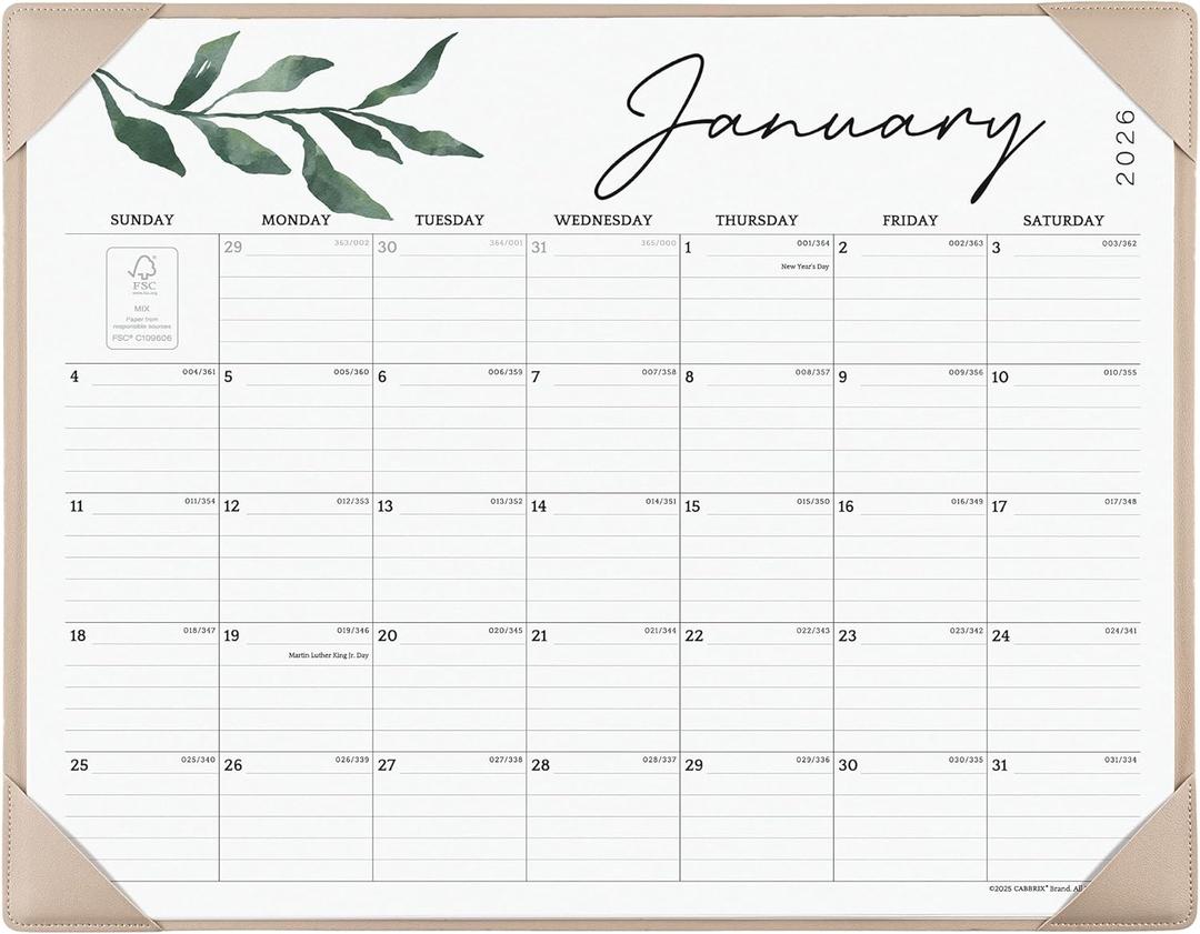Cabbrix Desk Calendar 2026 with Desktop Mat, Large Desk Pad Calendar 21" x 16-1/2" Covering January 2026 to December 2026, Desk Blotter Calendar for Home School and Office, Apricot
