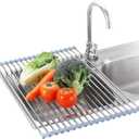 Seropy Extra Large 20.5"x13.7" Roll Up Dish Drying Rack Over The Sink Dish Drainer for Kitchen Counter, Sink Drying Rack Dish Drying Mat Folding Dish Rack Kitchen Sink Organizer Home Essentials (Gray)