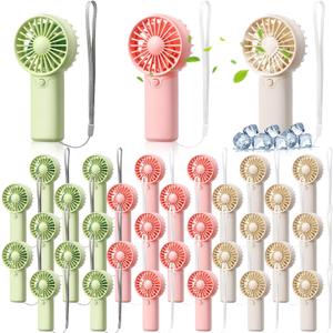 Rossesay 30 Pcs Mini Portable Fan Handheld Battery Operated Portable Small Personal Fans for Summer Travel Beach Indoor Outdoor Cooling Gift (Green,Pink,White)