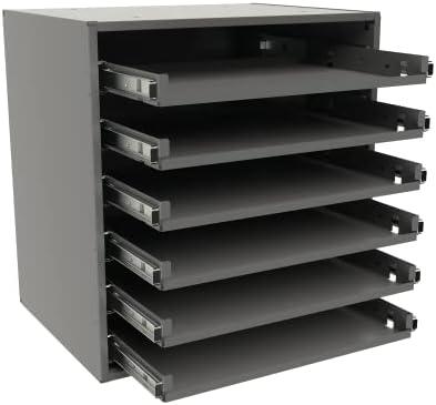 Durham 308B-95 Gray Cold Rolled Steel Bearing Rack for 6 Small Metal Compartment Boxes, 15-9/16" Width x 16-3/8" Height x 11-7/8" Depth