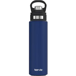 Tervis Powder Coated Stainless Steel Triple Walled Insulated Tumbler Travel Cup Keeps Drinks Cold, 24oz with Deluxe Spout Lid, Deepwater Blue