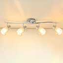 HiBay 4-Light Track Lighting Modern, Adjustable Ceiling Light Fixture w/Glass Shades, Metal Chrome Spotlight Indoor for Bathroom, Kitchen, Living Room, E12 Base, No Bulbs