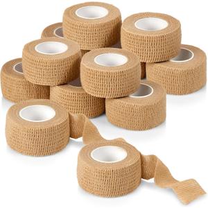 Self Adhesive Bandages - 1" x 5 Yards Per Roll - Pack of 12 Rolls, Elastic Self Adherent Cohesive Wrap First Aid Tape for Sprain Swelling and Soreness on Wrist and Ankle